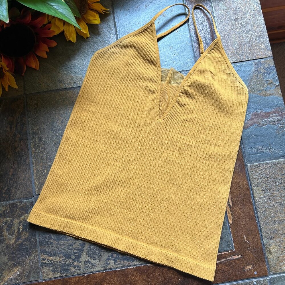 Free People “Intimately” Camisole Top in Gold/Mustard